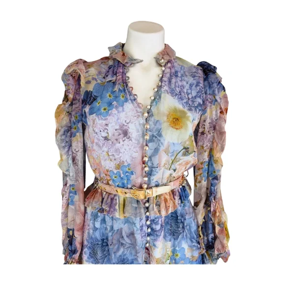 Zimmermann Rhythmic Ruffle Floral Playsuit Romper Size 0/US4 - Picture 3 of 17